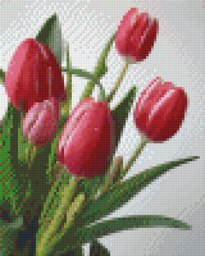 Pink And Red Tulips Four [4] Baseplate PixelHobby Mini-mosaic Art Kit image 0